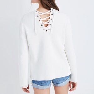Madewell Lace Up Back Sweater Sz L NWOT